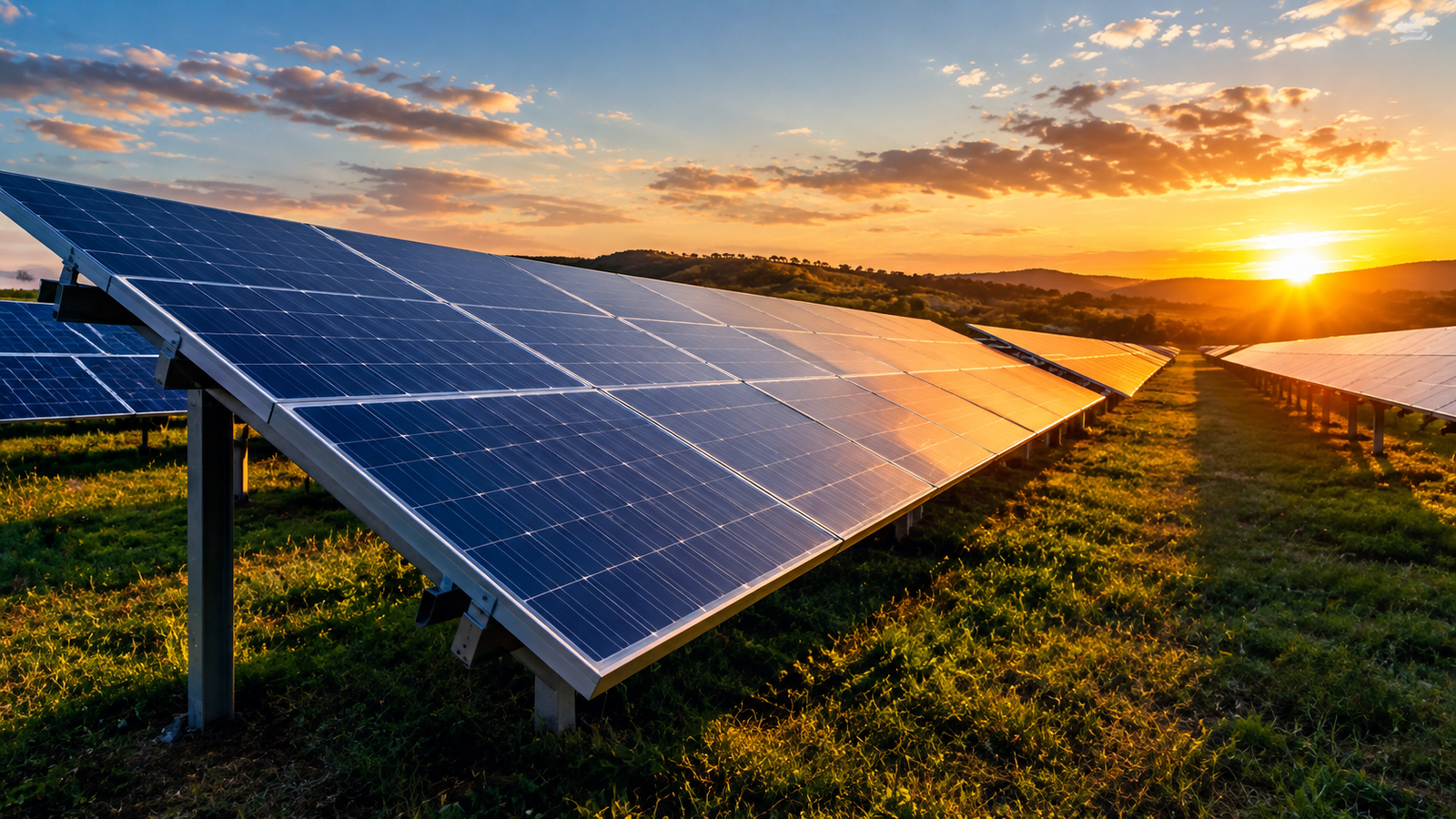 Ilustração de sistema fotovoltaico em solo